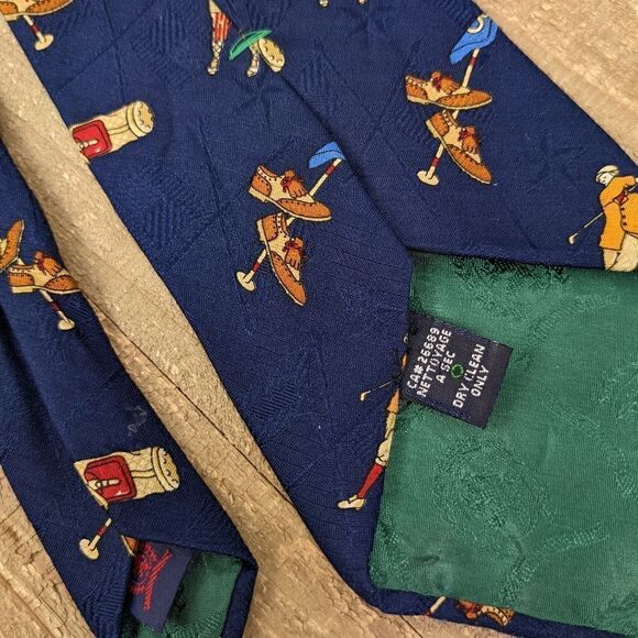 Vintage Tommy Hilfiger silk neck tie with golf motif Wide - Picture 2 of 5